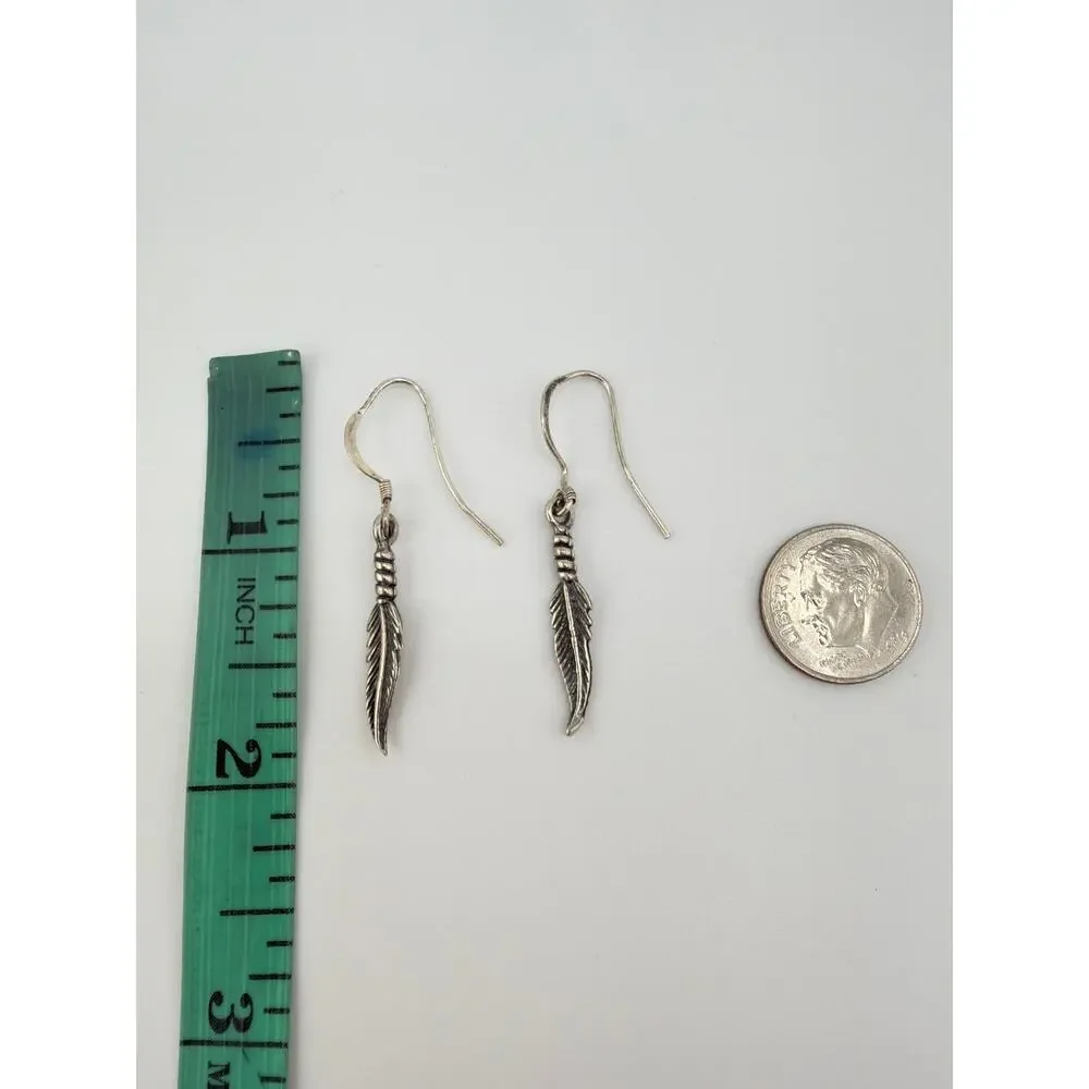 NEW Artisan Handcrafted Metal Feather Dangle Earrings - Picture 6 of 6